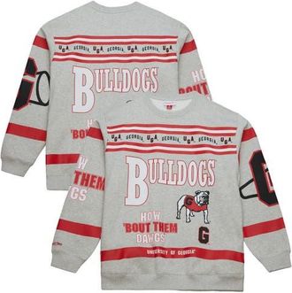 Mitchell & Ness Mens Mitchell & Ness Heather Gray Georgia Bulldogs All Over Print Sweatshirt at Nordstrom, Size X-Large