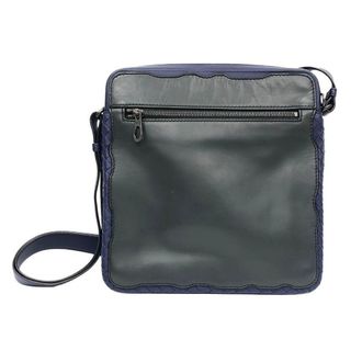 Bottega Veneta Gray Navy Leather Shoulder Bag (Pre-Owned)