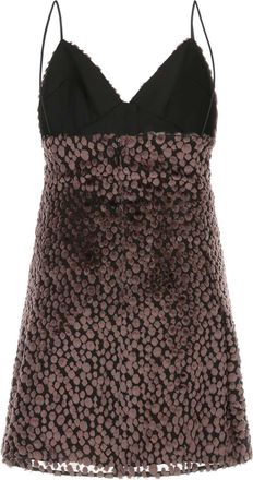 Saint Laurent Womens Two-tone Velvet Mini Dress - Dark Grey viscose - Size EU 38 (Womens)