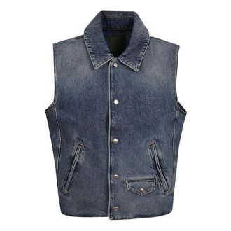 Givenchy Jassen, Heren, Blauw, L, Denim, Denim Mouwloos Vest