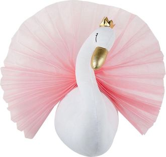 Beliani Beliani - Decoraci&oacute;n De Pared De Algod&oacute;n Blanco Crema Rosa Dorado 22 X 32 Cm Cisne Odetta