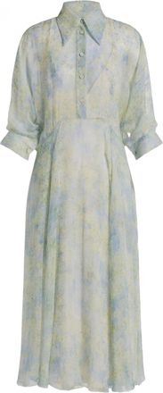 Alberta Ferretti Pastel Abito Print Silk Midi Dress