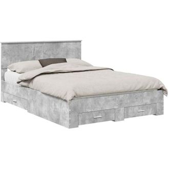 vidaXL Bed Frame Concrete Grey 140 x 190 cm Engineered Wood vidaXL