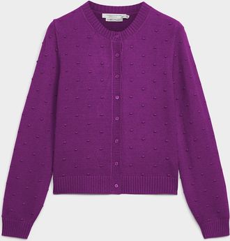 Contemporaine Womens Solid pompom Cardigan Sweater