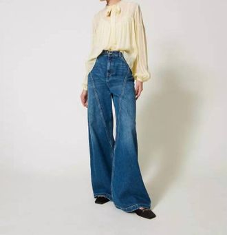 Twin-Set Wide Leg Denim In Blue