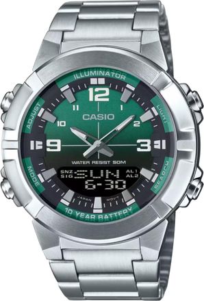 Casio Mens Green Dial Analog Watch Stainless Steel Bracelet - AMW-870DA-3AVDF