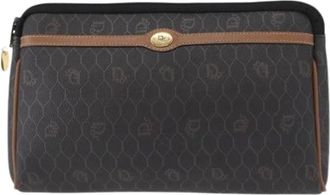 Dior Pre-owned Clutches, female, Brown, Size: ONE SIZE Pre-owned Vintage Honeycomb Zip Pouch