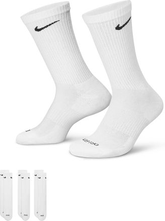 Nike Unisex Everyday Plus Cushioned Training Crew Socks (3 Pairs) in White | SX6888-100