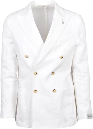 Paoloni Blazer Doppiopetto - Heren - Business blazers - Wit - L - Linnen - Kostuums