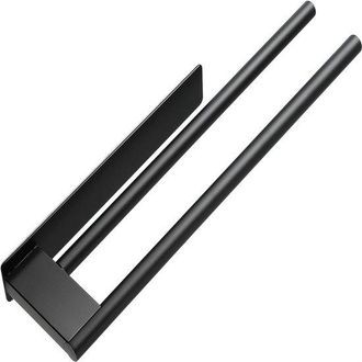 OEM Toallero Doble Negro Mate, 39 Cm, Autoadhesivo, Acero Inoxidable, F&aacute;cil De Instalar, Impermeable, Agarre Firme, Duradero Y Resistente