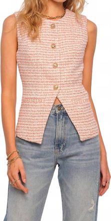 Heartloom Crewneck Tweed Vest In Pink