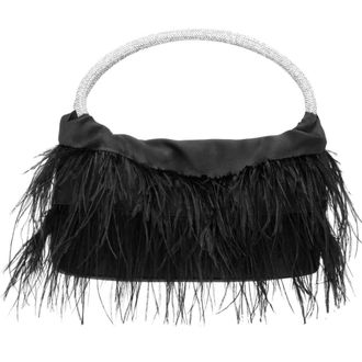 Nina Crystal Handle Feather Clutch in Black at Nordstrom Rack
