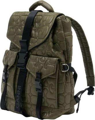 Ganni Womens Re Tech Backpack Green Synthetic