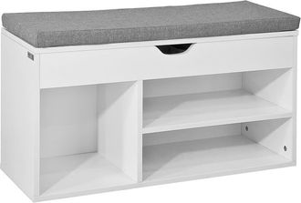 SoBuy Banco zapatero con cajón y 3 compartimientos mdf gris