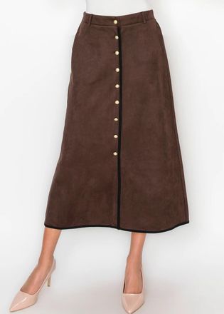 YAL New York Brown Faux Suede A-Line Skirt