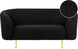 Beliani Sof&aacute; 2 Plazas De Poli&eacute;ster Negro Dorado Boucl&eacute; Suave Patas Retro Glamour Loen