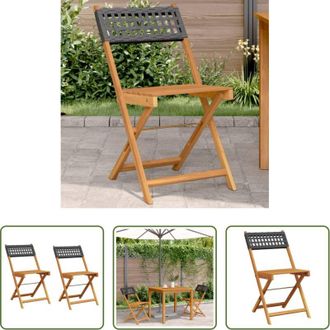 vidaXL Legno massello acacia - Sedie da Bistr&ograve; 2 pz Nere Legno Massello Acacia e Polyrattan