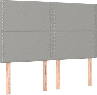 vidaXL Cabecero Con Luces Led Tela Gris Claro 144x5x118/128 Cm Vidaxl