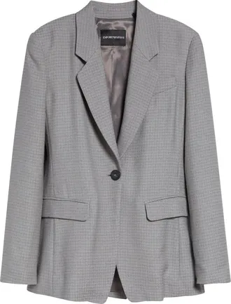 Emporio Armani Structured Single Button Blazer in Ecru/black at Nordstrom, Size 48