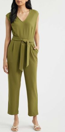 Anne Klein V-Neck Jumpsuit in Bay Leaf at Nordstrom, Size X-Large