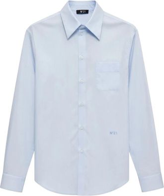 N&deg;21 Overhemd met opgestikte zak - Heren - Casual Overhemden - Blauw - M - Overhemden