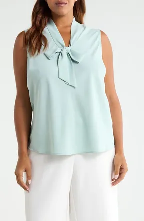 Kasper Tie Front Sleeveless Top in Sea Glass at Nordstrom, Size 1X