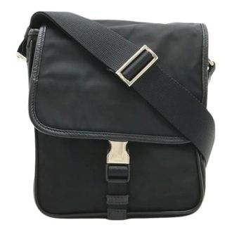Prada Pre-owned Cross Body Bags, female, Black, Size: ONE SIZE Pre-owned Nylon Leather Shoulder Bag V167