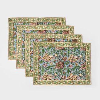 Mela Artisans Florin Hand Block Printed Cotton Placemats - Set of 4 at Nordstrom