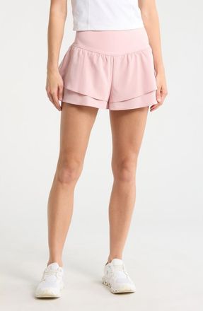 Yogalicious Lightstreme Flirty 2-in-1 Active Shorts in Blush Silk at Nordstrom Rack, Size X-Small