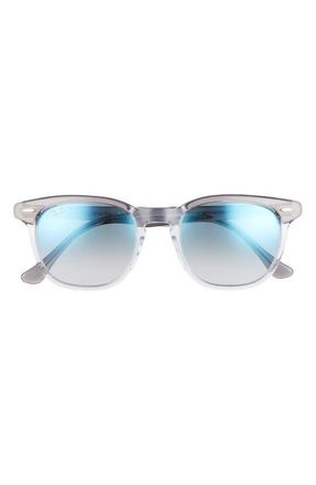 Ray-Ban 52mm Gradient Square Sunglasses in Grey /Clear Gradient Blue at Nordstrom