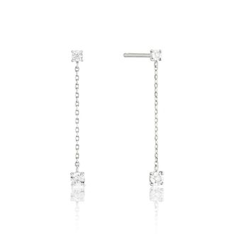Lily & Roo Solid White Gold Genuine Diamond Drop Stud Earrings