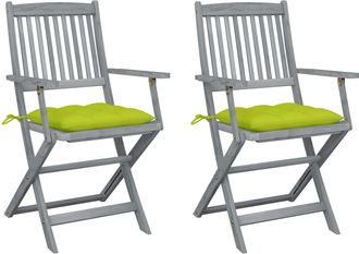 vidaXL Sillas De Jard&iacute;n Plegables 2 Uds Cojines Madera Maciza Acacia Vidaxl