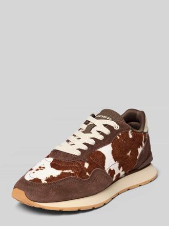 Hoff Sneaker aus Leder-Mix mit Animal-Detail Modell City in Dunkelbraun, Gr&ouml;&szlig;e 37