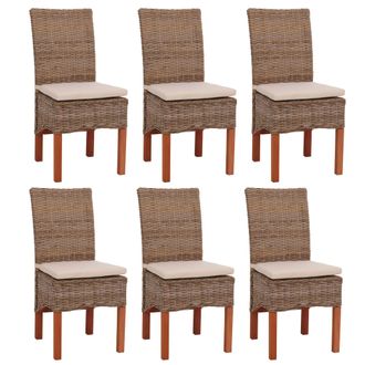 Hhg Hhg - Nunca Usado] Lote De 6 Sillas De Comedor Silla De Mimbre Silla M44, Rat&aacute;n Kubu, Con Coj&iacute;n De Asiento