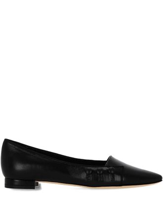Manolo Blahnik pointed-toe button-detail ballet flats - women - Calf Leather/Calf Leather/Calf Leather - 38 1/2 - Black