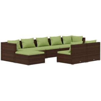 vidaXL 9 Pcs Garden Lounge Set Con Coj&iacute;n Mimbre Pe Brown