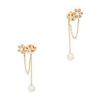 Tory Burch Moondance Parelhanger Oorbellen - Dames - Accessoires - Geel - Maat: ONE Size