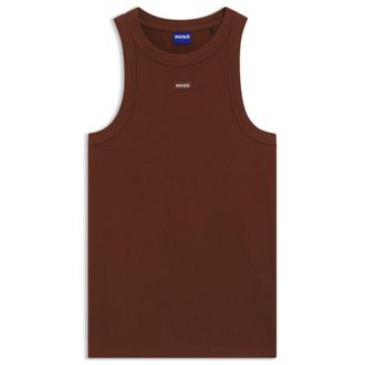 HUGO BOSS Stretch-cotton tank top with blue logo label