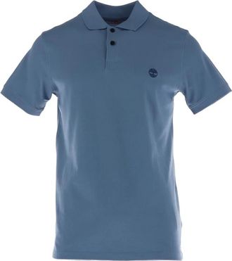 Timberland Polo shirt met korte mouwen van katoenmix - Heren - Polos - Blauw - S - Katoen - Tops