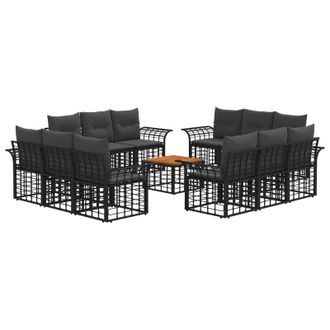 vidaXL Conjunto De Sof&aacute;s De Exterior 13 Pcs Negro Y Gris Oscuro Vidaxl