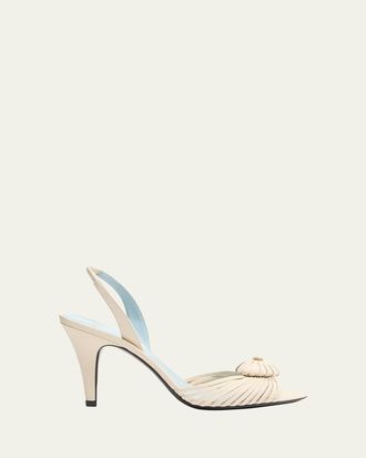 Valentino Garavani 85mm Coeur VLogo Leather Slingback Pumps