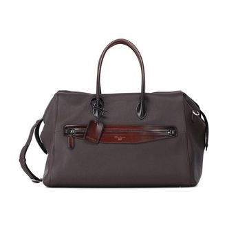 Santoni Tumbled Leather Weekend Bag - male - Santoni - Weekend Bags - Brown - ONE SIZE - Bags