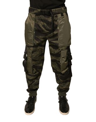 Dolce & Gabbana Tiger-Stripe Cargo Cargo Pants - Green
