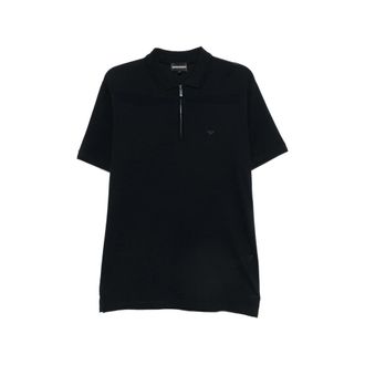 Emporio Armani Zip-fastening Logo-embroidered Polo Shirt