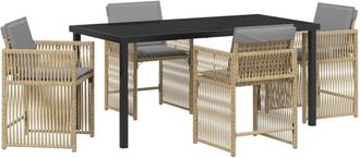 vidaXL Garden Dining Set 5 pcs Beige Poly Rattan Vidaxl