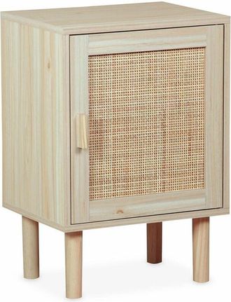 Sweeek Sweeek - 1-door woven rattan bedside table, Camargue, Natural, 40x30x58 cm