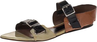 Marni Tricolor Patent Leather Pointed Toe Flat Sandals