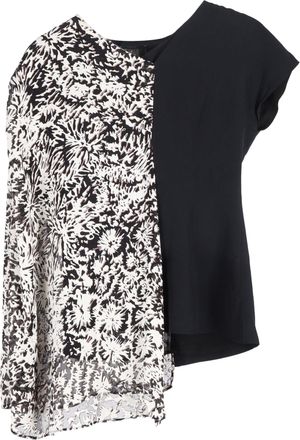 Maison Margiela Asymmetrical Printed Blouse in Black Viscose