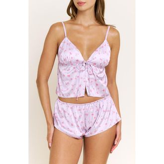 Honeydew Intimates Rowan Satin Camisole & Short Pajamas in Taro Cherries at Nordstrom, Size X-Large
