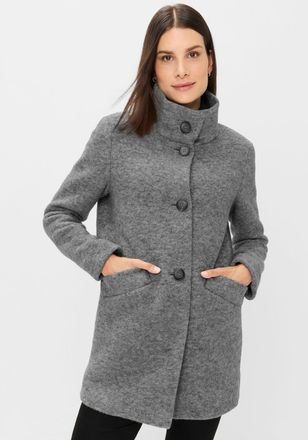 Fuchs Schmitt Wollmantel FUCHS SCHMITT Wollmantel, Damen, Gr. 38, grau, Web, Obermaterial: 75% Wolle, 25% Polyester, unifarben, regular fit lang, Rundhals, eingeset